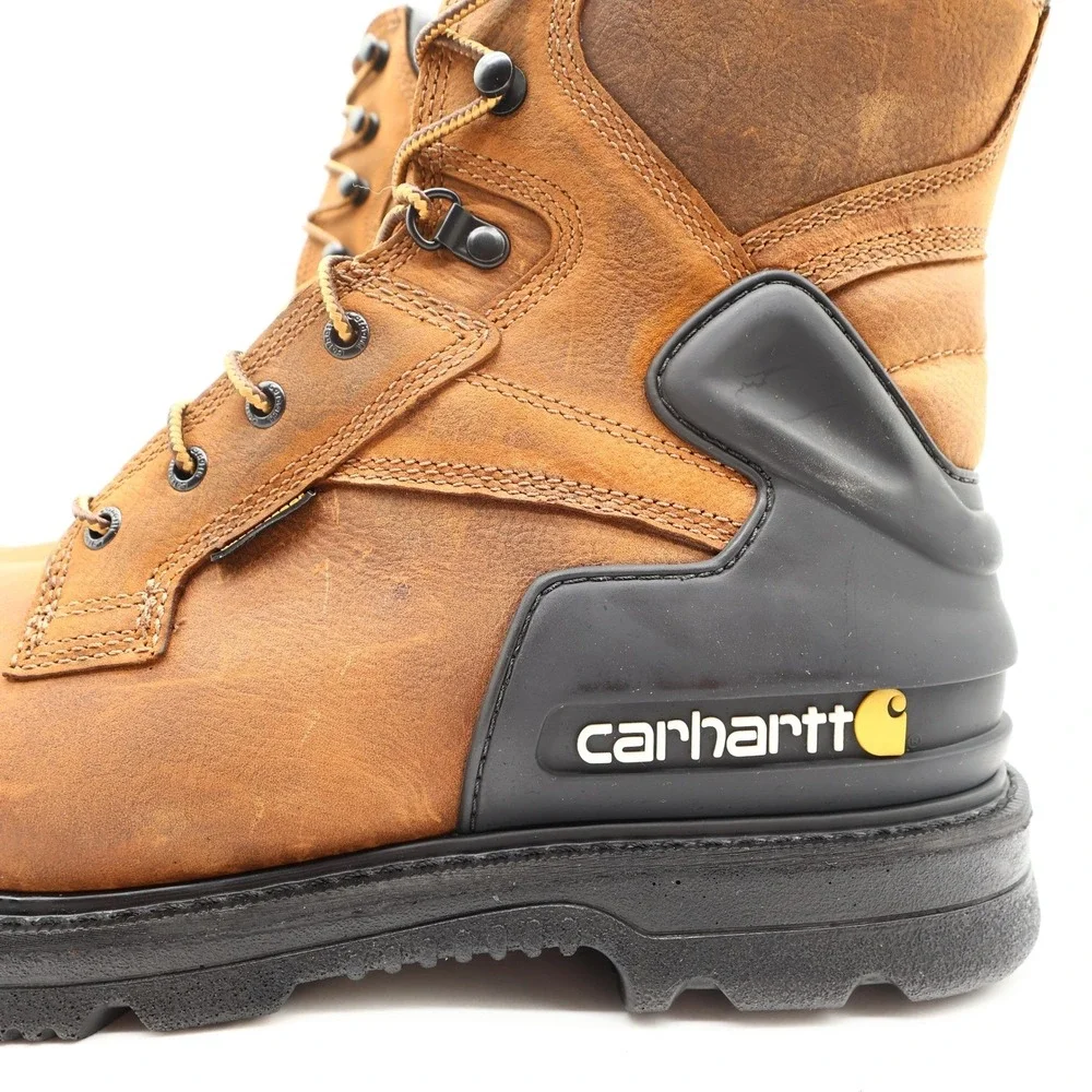 Carhartt Work Boots Mens 12 W Brown Leather Waterproof 8